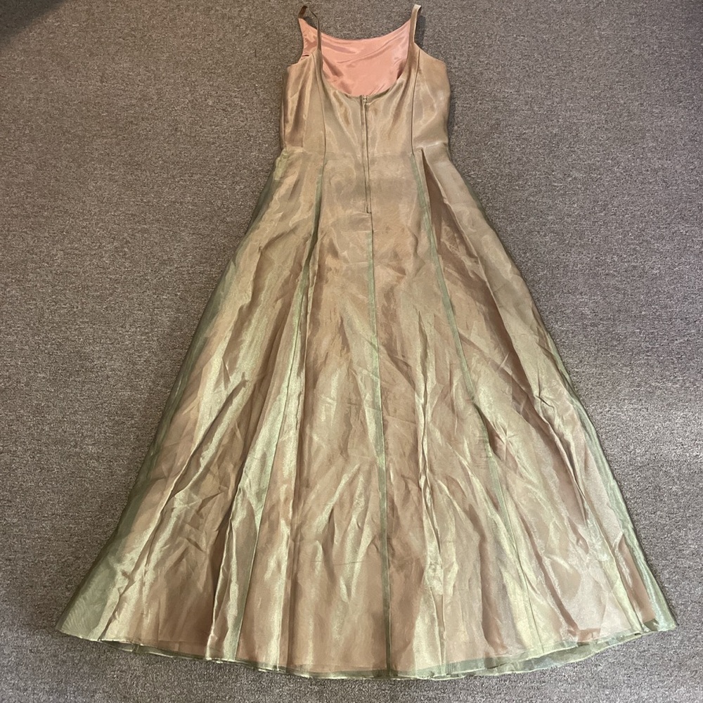 Vintage A-line dress. Comes with shawl, lined with green roses on the back. - Picture 7 of 7